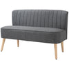 Modern 2 Seat Sofa for Bedroom, Upholstered Two Seater Couch with Rubber Wood Legs