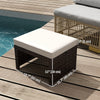 2 Pieces Wicker Outdoor Ottomans with Removable Cushions, Rattan Outdoor Seating, Footrest and Side Table, Khaki