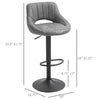 Bar Stools Set of 2, Swivel Counter Height Barstools with Adjustable Height and Cutout Back, Faux Leather Upholstered Bar Chairs with Round Metal Base and Footrest, Grey