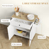 Rolling Kitchen Island with Drop Leaf, Kitchen Storage Cart with Drawer, Spice Rack and Towel Rack, White