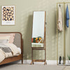 Mirror Jewelry Cabinet Armoire, Lockable Jewelry Organizer with Full-Length Mirror, 3 Angle Adjustable, Grey