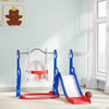 Qaba 4-in-1 Slide and Swing Set with Basketball Hoop, Climber, for Ages 1.5-4 Boys Girls Toddler, Rocket Themed, Dark Blue