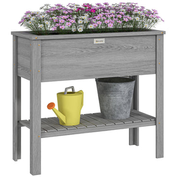 Elevated Planter Box with Storage Shelf for Flowers, Vegetables, and Herbs, 36