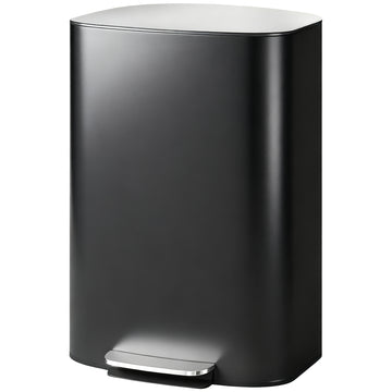 Fingerprint-proof Kitchen Trash Can, 13.2 Gallon Garbage Can with Soft-close Lid and Foot Pedal, Black