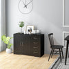 Modern Sideboard Buffet Cabinet with Drawers and Beadboard Door Cupboard Kitchen Storage Cabinet, Black