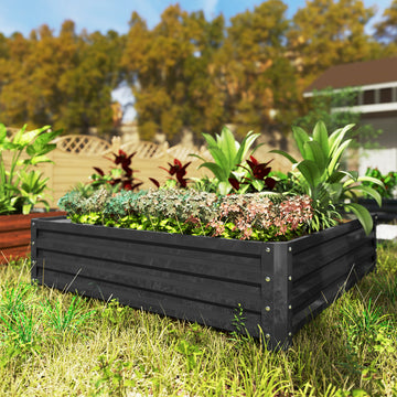 4' x 4' x 1' Raised Garden Bed Galvanized Steel Planter Box for Vegetables, Flowers, Herbs, Grey