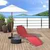 Outdoor Folding Chaise Lounge, Reclining Lounge Chair with Adjustable Backrest and Breathable Mesh Fabric, Wine Red