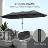 13ft Double-Sided Patio Umbrella with Crank Handle, for Poolside, Deck, Garden,  Dark Grey