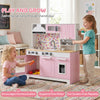 Qaba Play Kitchen, Kids Kitchen Playset with Coffee Maker, Ice Maker, Clicking Knobs, Storage, Accessories for 3-8 Years
