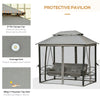 3 Person Outdoor Patio Daybed, 3 in 1 Canopy Gazebo Swing Chair Garden Hammock with Sun Shade, Mesh Mosquito and Net, Dark Grey
