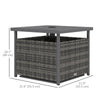 Rattan Coffee Wicker Patio Table w/ Umbrella Hole for Backyard Mixed-Grey