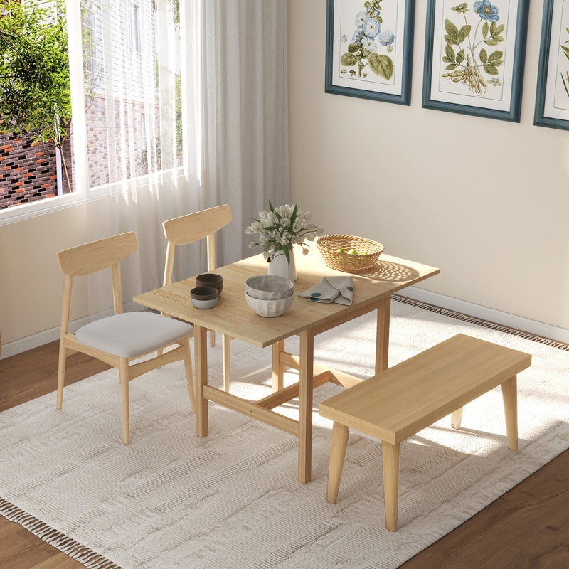 Solid Wood Kitchen Table, Farmhouse Drop Leaf Tables for Small Spaces, Folding Dining Table, for Up to 4 People, White