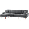 L-Shape Sofa, Modern Sectional Couch with Changeable Chaise Lounge, Pillows and Wooden Legs for Living Room