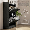 Slim Shoe Storage Cabinet, Farmhouse Shoe Cabinet with 2 Flip Drawers, Adjustable Shelves for 8 Pairs, Distressed Grey