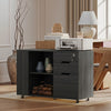Filing Cabinet with Power Outlets File Cabinet Lockable Casters File Drawer Side Cubbies Black Wood Grain