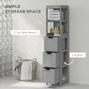 Narrow Bathroom Cabinet with 3 Drawers and 2 Tier Shelf, Tall Cupboard Freestanding Linen Tower, Grey
