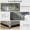3 Pieces Rattan Wicker Outdoor Conversation Furniture Set w/ Loveseats Coffee Table Cushions for Garden, Patio, Grey