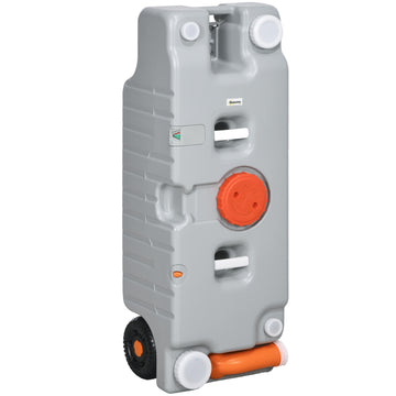 19.8 Gallon Portable RV Water Tank, Waste Water Storage Tank, with Rotating Drain Spout, Level Indicator and 3 Wheels