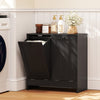 Tilt-Out Laundry Storage Cabinet, Modern Laundry Hamper with 2 Compartments for Bathroom Washroom, Black
