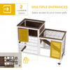 Wooden Rabbit Hutch, Indoor Bunny Cage with Wheels, Pull Out Trays, Run, Grey