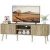 TV Stand for 65 Inch Television, Entertainment Center with Adjustable Shelves and Pine Wood Legs for Living Room, Oak