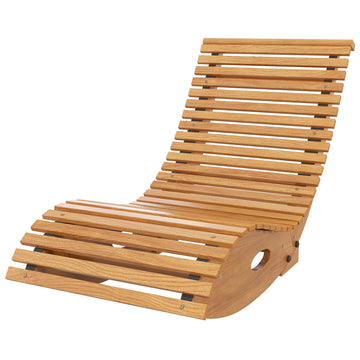 Outdoor Rocking Chair w/ Slatted Seat, Wooden Rocking Chair, 51.2