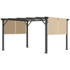 12' x 10' Outdoor Patio Gazebo Pergola with Retractable Canopy Roof, Steel Frame with Stakes, Unique Design
