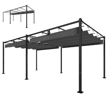 19' x 10' Pergola with Retractable Canopy, Patio Pergola with Sun Shade Shelter, UV50+, for Patio, Garden