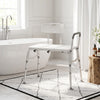 Tub Transfer Bench with Arm and Back, Shower Chair with Slip-Resistant Feet, for Elderly and Disabled, White