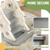 Qaba 3 in 1 Toddler Slide, Foldable Kids Slide with Basketball Hoop, Climber, Anti-Slide Step for Ages 2-5, Cream White