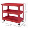 3 Tier Rolling Tool Cart with Wheels, 330 LBS Capacity Heavy Duty Utility Cart, Mobile Service Cart for Garage, Red