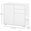 High Gloss Buffet Sideboard with 2 Drawers, 2 Doors and Adjustable Shelf, Kitchen Storage Cabinet with Push Open Design, White