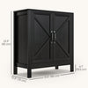 Sideboard Buffet, Kitchen Storage Cabinet with Barn Door and Adjustable Shelves, Storage Pantry, Black Oak