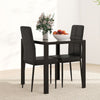 3-Piece Rectangular Glass Kitchen Table and Chairs with Metal Frame and Faux Leather Upholstery for Dining Room, Black