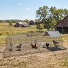 Metal Chicken Coop, Large Chicken Run with Water-Resistant & Anti-UV Cover for 2-3 Hens, Outdoor Hen House with 4 Doors