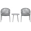 3-Piece Rattan Bistro Set, Garden Seating Group with 2 Armchairs and Coffee Table, Balcony Furniture Set, Grey