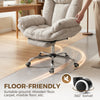 Criss Cross Chair with Wheels, Waterfall Armrests, Overstuffed Wide Office Chair with Footrest, Light Grey