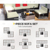 7 Pieces Patio Sofa Outdoor Wicker Sectional Patio Furniture, Dark Brown & Beige