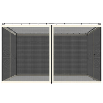 Replacement Mosquito Netting for Gazebo 10' x 12' Black Screen Walls for Canopy with Zippers, Cream White