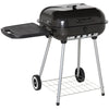 Charcoal BBQ Grill with Warming Rack & Storage Side Table, Portable Barbecue Smoker, 89 x 60 x 83 cm, Black