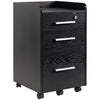 3 Drawer File Cabinet with Lock and Edged Top, Lockable Filing Cabinet on Wheels for Letter and A4 Size, Black