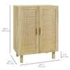 Boho Sideboard, Buffet Cabinet with Storage, Accent Cabinet with 2 Rattan Doors and Adjustable Shelves, Natural