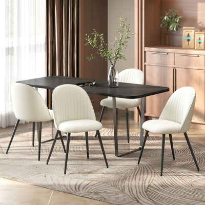 Set of 4 Modern Dining Chairs, Velvet Upholstered Kitchen Chairs with Steel Legs for Living Room