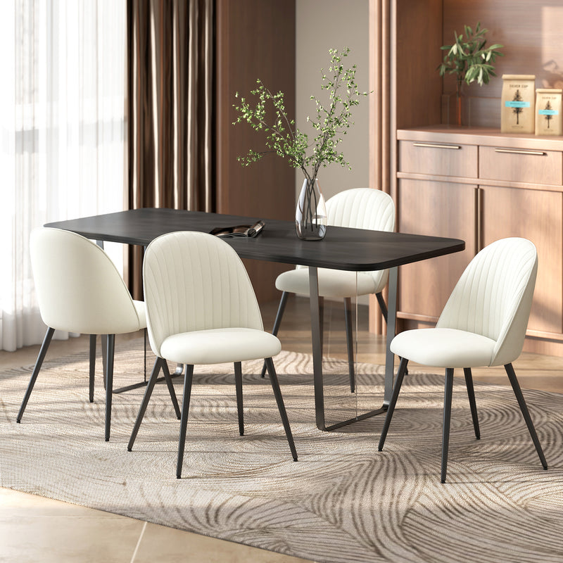 Set of 4 Modern Dining Chairs, Velvet Upholstered Kitchen Chairs with Steel Legs for Living Room