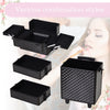 4 in 1 Portable Aluminum Makeup Case Train Cases, Rolling Makeup Case with 2 Wheels, Multiple Compartments and Lift Handle