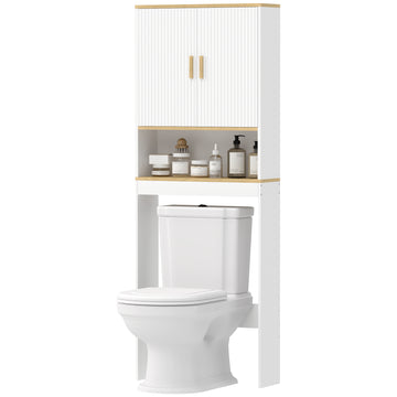 Over the Toilet Storage Shelf Adjustable Shelf Over the Toilet Storage Cabinet for Bathroom White and Oak