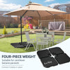 4PCs Cantilever Umbrella Base Weights for Offset Banana Parasol, HDPE Water or Sand Filled Patio Umbrella Weights for Cross Base Stand with Built-in Handles, Black