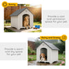 Large Plastic Dog House Outdoor Indoor, Water Resistant Puppy Shelter with Base Support, 34.6