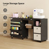 Rolling Sewing Machine Table with Power Outlet, Folding Craft Table with 2 Fabric Drawers, 2 Bins and 18 Pegs, Black