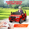 Qaba 12V Toyota LAND CRUISER Licensed Kids Car w/ Remote Control, Four Wheel Spring Suspension, Soft Start, LED Light, Red